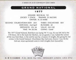 2000 GDS Cards Grand National Winners 1976-1995 #1977 Red Rum Back
